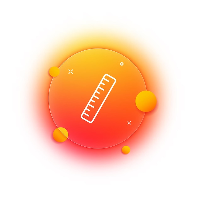 Icona della linea del righello misura della lunghezza misura millimetro centimetro decimetro metro disegnare geometria concetto di cancelleria stile vetromorfismo icona della linea vettoriale per affari e pubblicità