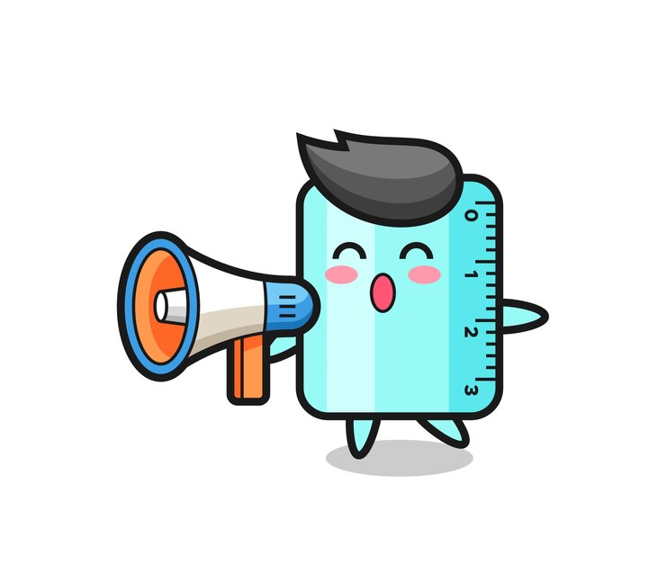 Vector ruller character illustration holding a megaphone , cute style design for t shirt, sticker, logo element