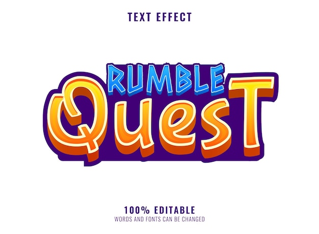 Rumble quest funny kids game logo title text effect