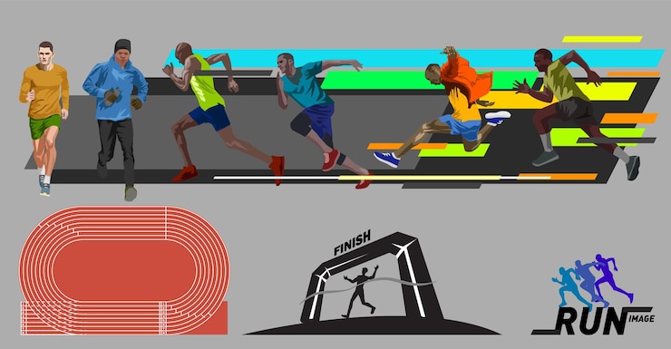Vector run athlete image finish