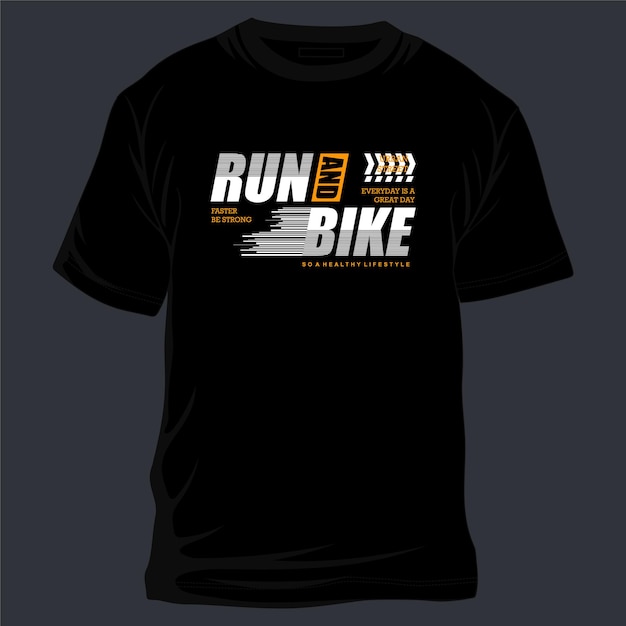 Vector run and bike athletic sport typography vector art for t shirt design graphics on the topic