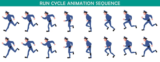 Run Cycle Animation Sequence (Run cyclus animatie sequentie)