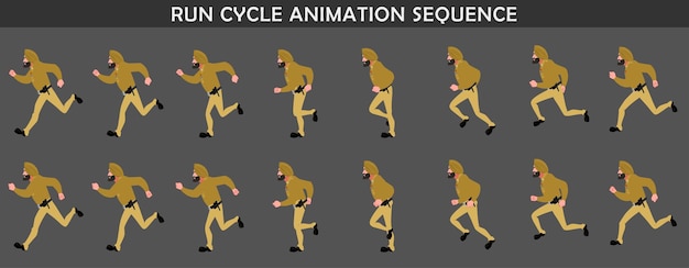 Run Cycle Animation Sequence (Run cyclus animatie sequentie)