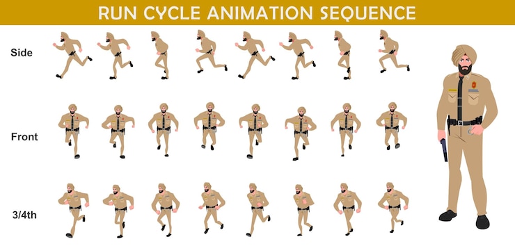 Vector run cycle animation sequence