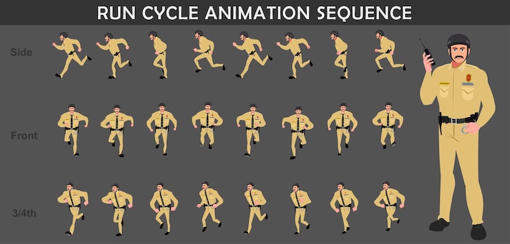 Vector run cycle animation sequence
