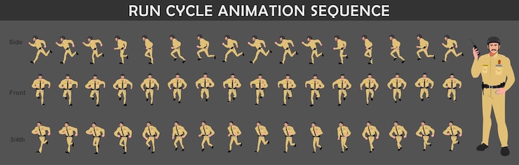 Vector run cycle animation sequence