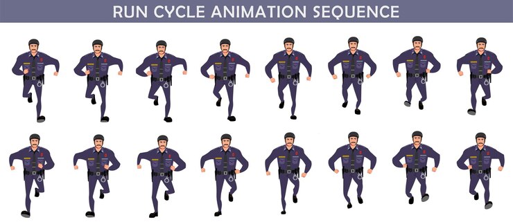 Vector run cycle animation sequence