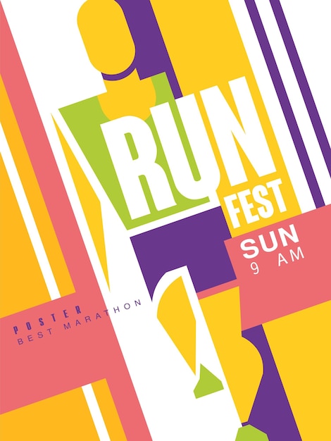 Run fest colorful poster best marathon template for sport event championship tournament can be used