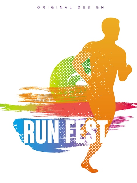 Run fest original gesign colorful poster template for sport event marathon championship can be used