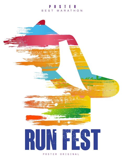 Vettore il modello del poster run fest per il campionato di maratona di un evento sportivo può essere utilizzato per la stampa di banner di carte