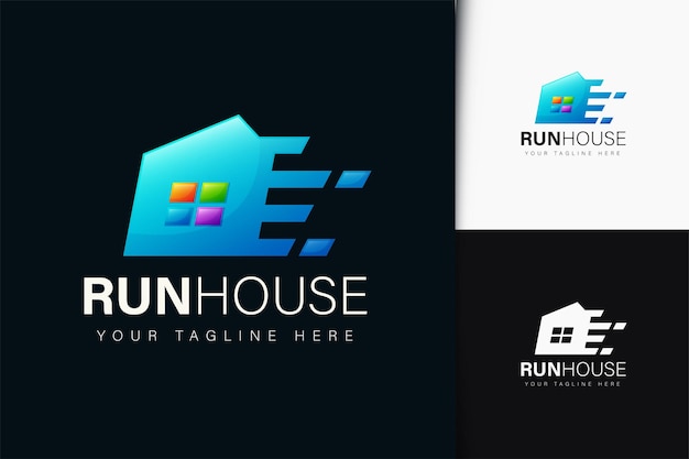 Run huis logo-ontwerp met verloop