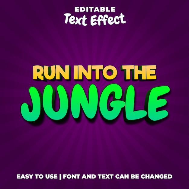 Run Into The Jungle Game Logo Стиль редактируемый текстовый эффект