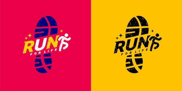 Run sportclub logo ontwerpsjablonen, run belettering typografie icoon, toernooien en marathons logo concept