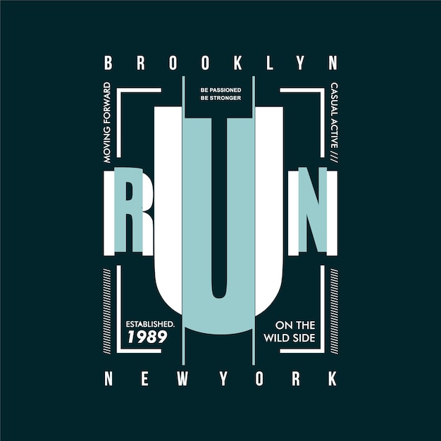 run tekstkader sportief grafisch typografie vector print