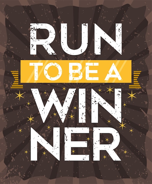 Run to be a winnaar typografie posterontwerp