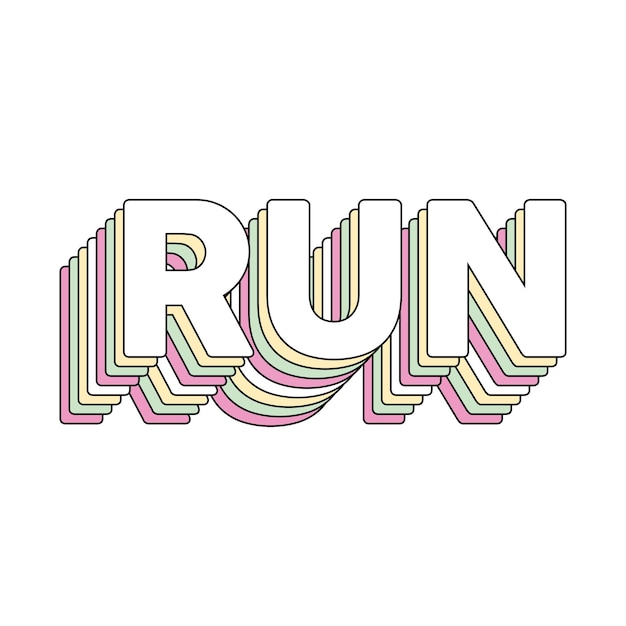 벡터 run 타이포그래피 티셔츠 디자인 프리미엄 벡터