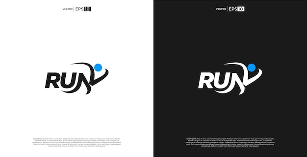 Vector run wordmark logo with hidden message clever logo for business campany event sport etc