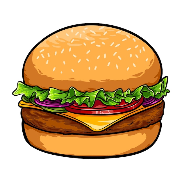 Rundvlees Hamburger Vector Tekening