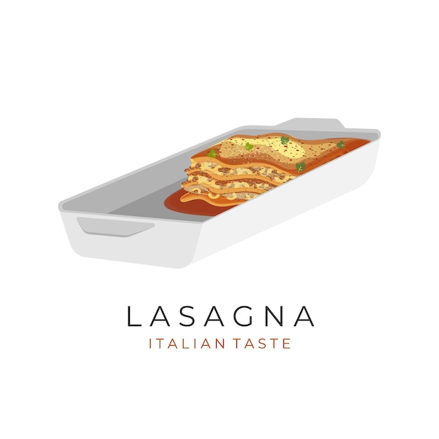 Rundvlees Macaroni lasagne in een witte brood pan vectorillustratie