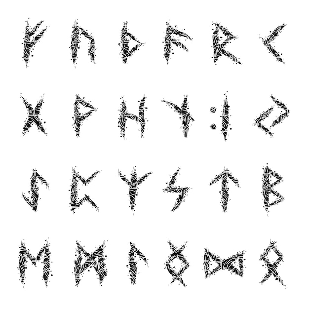 Runic alphabet scandinavian scratched letters