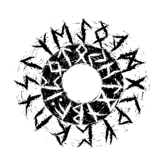 Vettore cerchio di simboli scandinavi dell'alfabeto runico