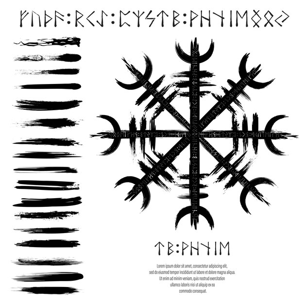 Рунический символ викинга черный гранж