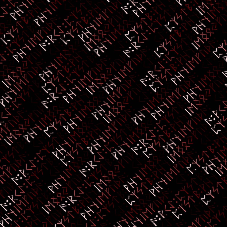 Vector runic viking red grunge letters