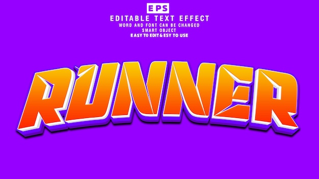 Runner 3d Editable Text Effect Vector With Background