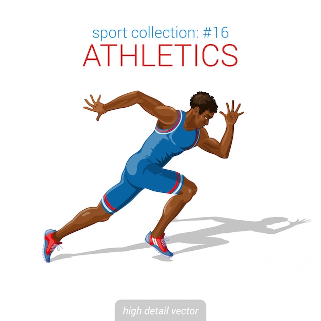 Runner black man athlete sprinter illustration.