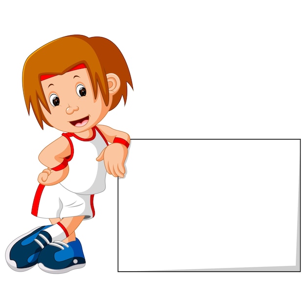 Vector runner boy and sign board