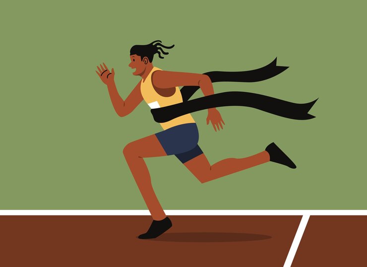 Vector runner crossing the finish line