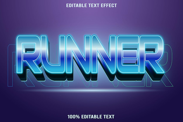 Runner editable text effect 3d emboss neon style