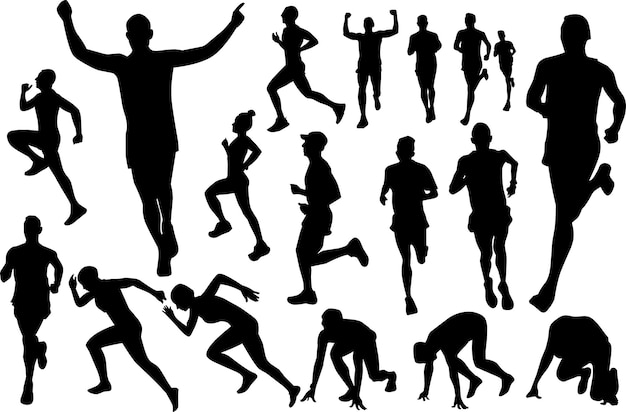 Runner man silhouet instellen vector