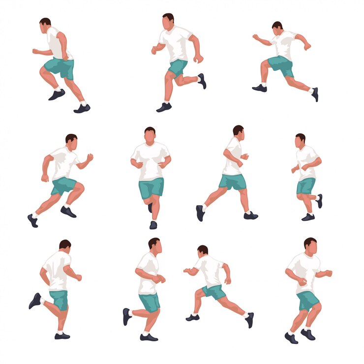 Vector runner silhouette set