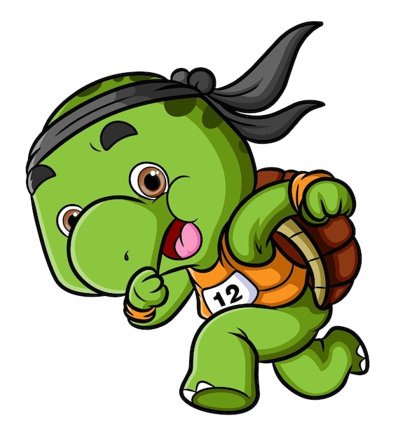 The runner turtle is running in a competition to win