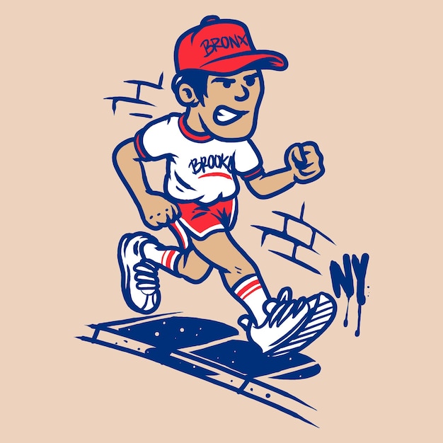 Vector runner vintage man running vector illustration