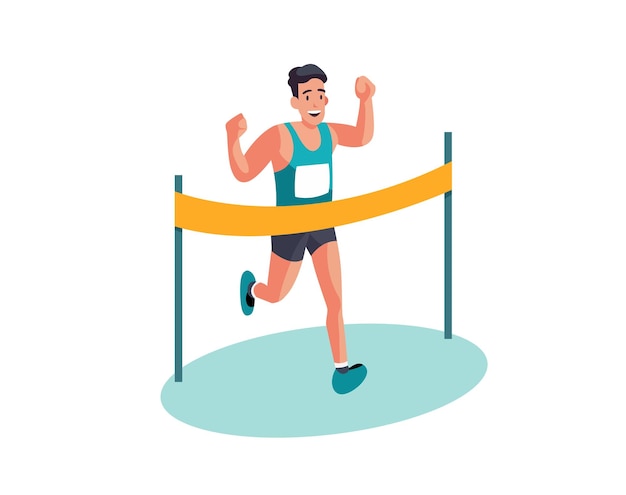 runner winning a race flat character illustration