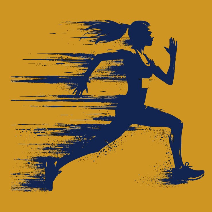 Vector runner woman grunge vector shiluette