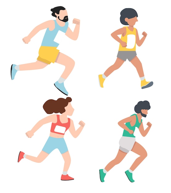 runners men and women sports set