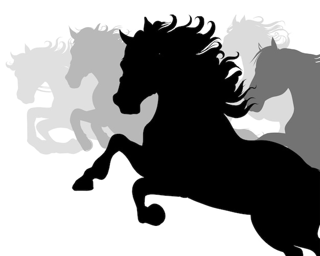 Vector runnin horses sillhouette