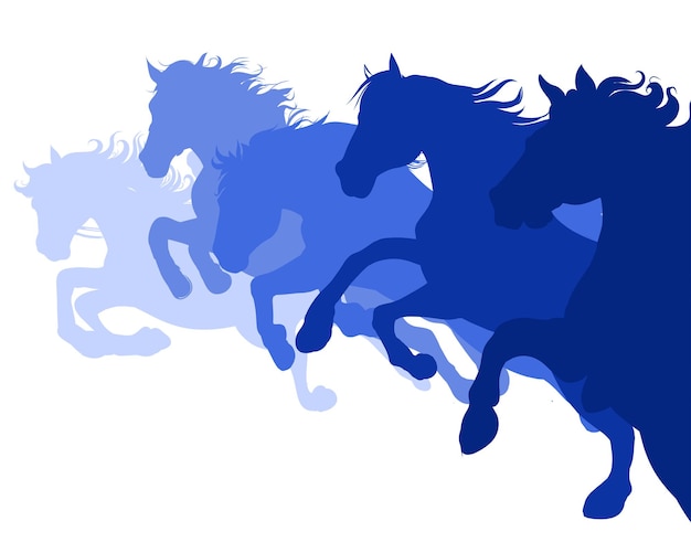 Vector runnin horses sillhouette