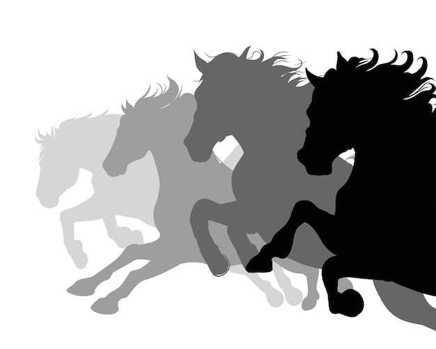 Vector runnin horses sillhouette