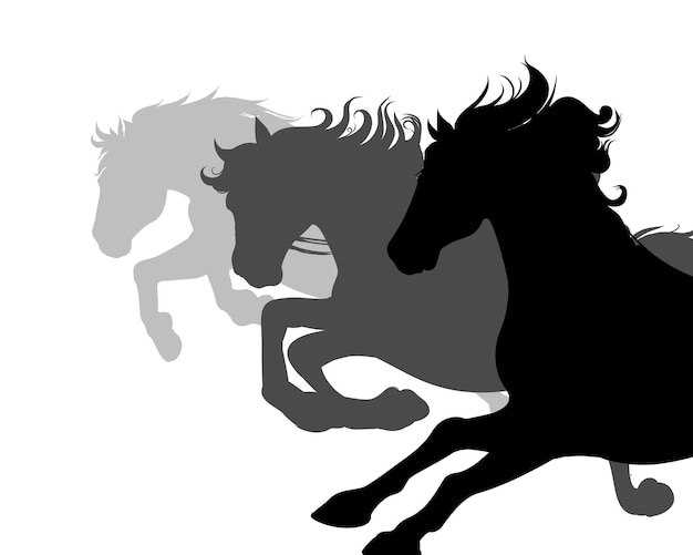 Vector runnin paarden silhouet