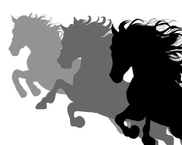 Vector runnin paarden silhouet