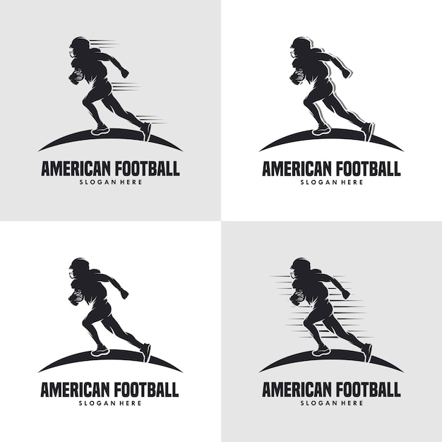 Running american football player logo silhouette american football logo