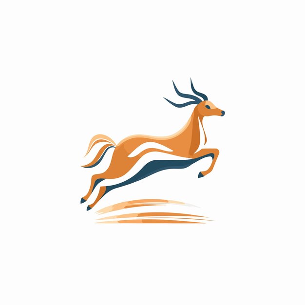 Running antelope logo design template Vector illustration of wild animal