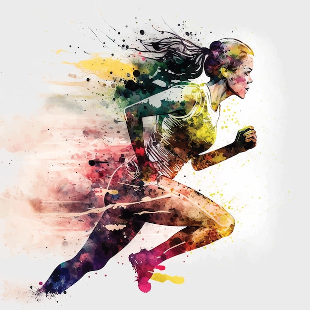 Vector running atleet aquarel verf ilustratie