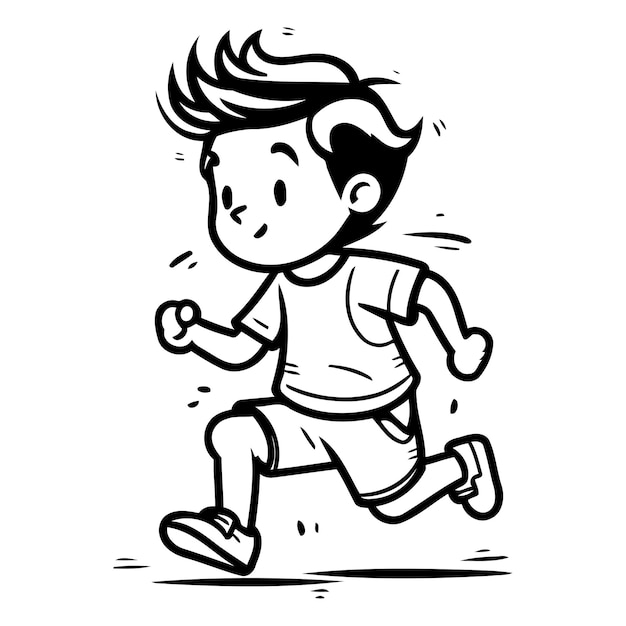 Running boy cartoon vector illustration running boy character in sportswear