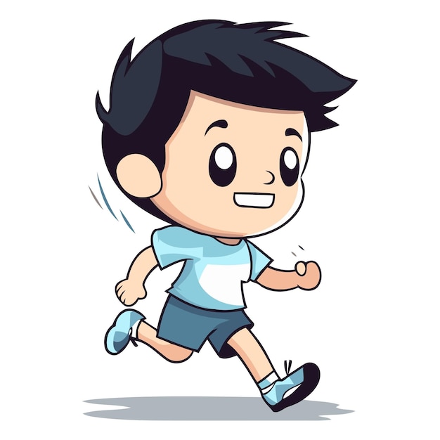 Vector running boy colorful cartoon vector illustrationaaa