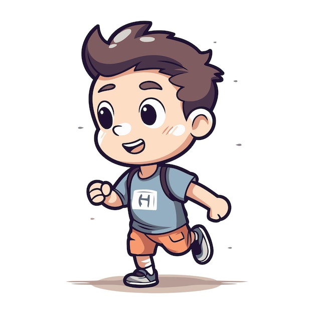 Running boy colorato fumetto illustrazione vettorialeaaa